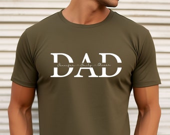 Custom Dad Shirt with Children Name, Dad T-Shirt, Custom Dada Shirt, Father's Day Gift, Personalized Dad Shirt, New Dad Tee, Gift for Dad