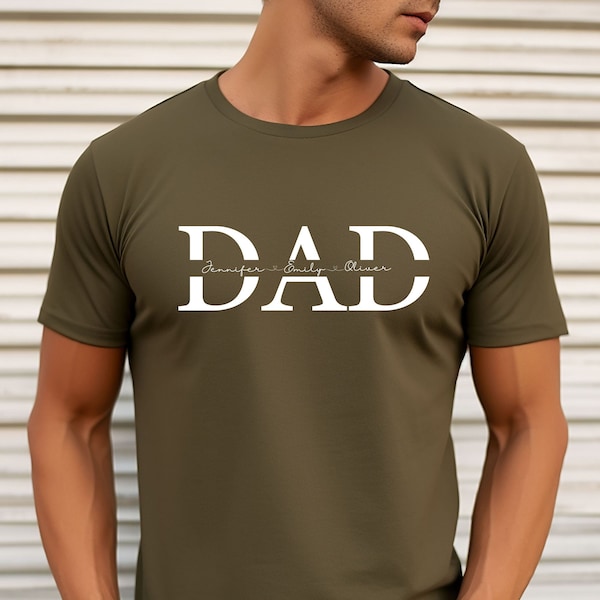 Aangepaste papa shirt met kindernaam, papa T-shirt, aangepaste dada shirt, vaderdagcadeau, gepersonaliseerde papa shirt, nieuwe papa tee, cadeau voor papa