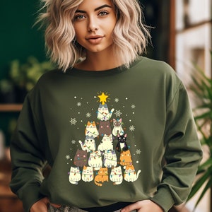 Christmas Cat Tree Sweatshirt, Merry Catmas Christmas Hoodie, Meowy Christmas Sweatshirt, Christmas Sweatshirt, Christmas Cats Sweatshirt