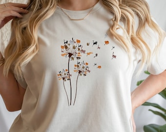 Cats Flower Fly Dandelion Shirt Cute Cat Lover T-Shirt - Cat Lover Gift, Funny Cat Shirt, Summer Shirt, Cool Cat, Cat Shirts