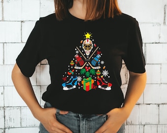 Christmas Tree Hockey Shirt, Hockey Christmas Sweatshirt, Hockey Lover Shirt, Hockey Player Gifts, Hockey Mom Shirt, Hockey Team T-Shirt