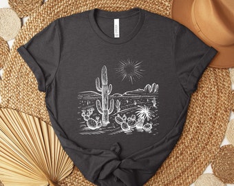 Desert Shirt, Cactus Shirt, Western Shirt, Adventure Shirt, Arizona Tshirt, Wild West Tee, Camping Shirt, Desert Life, Cactus Scene Shirt