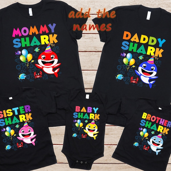 Mama Shark Daddy Shark Baby Sharks Family Shark Shirts, Funny Family Matching Shirts, Shark Family Tshirts, Shark Family Gift, Family Shark