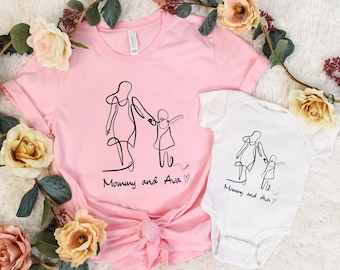 Custom Mommy and Me Shirt, Mother Daughter Matching Shirt, Personalized Mom Shirt with Kids Name, Mother's Day Gift, Mommy and Me Outfit