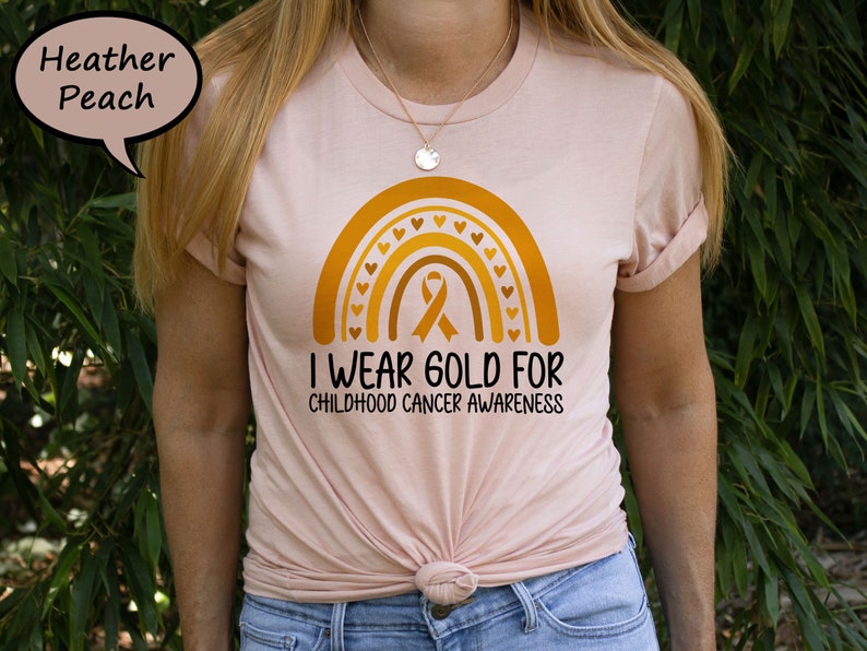 I Wear Gold For Childhood Cancer Awareness Shirt, Gold Cancer Ribbon T-Shirt, Pediatric Cancer Awareness Tee, Childhood Cancer Support Shirt image 2