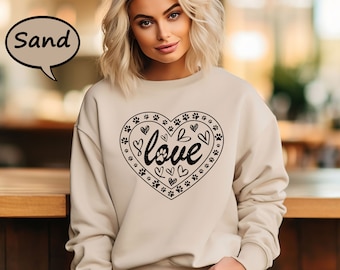 Dog Lover Sweatshirt, Dog Paw Heart Shirt, Paw Heart Sweatshirt, Dog Mom Sweatshirt, Animal Lover Gift, Paw Print Heart Shirt, Fur Mama Tee