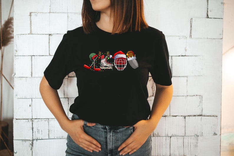 Christmas Ice Hockey Shirt, Ice Hockey Sweatshirt, Hockey Mom Shirt, Christmas Hockey Player Gift Tee, Hockey Lover Shirt, Xmas Sports Shirt