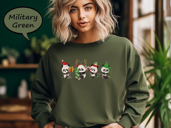Christmas Panda Sweatshirt, Xmas Panda Sweatshirt, Panda Christmas Tree Lights Sweatshirt, Panda Lover Sweatshirt, Christmas Animals Hoodie