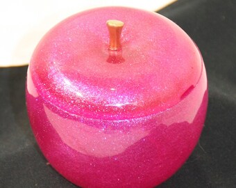 Handmade Resin Apple Jar / Container, Home Decor, Trinket, Teacher Appreciation, Jewelry, Candy / Cookies, Gift, Keepsakes