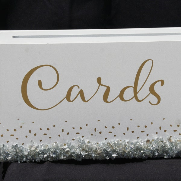 Custom Wedding Reception / Celebration CARD BOX Holder with Crushed Glass & Glitter / Wedding Cards / Guest Presents/ Envelope /Wedding Gift