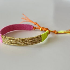 Woven minimalist bracelet with silk and linen image 3