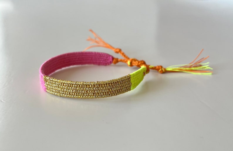 Woven minimalist bracelet with silk and linen image 3