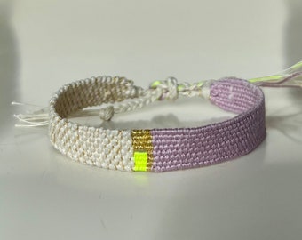 Woven minimalist bracelet with silk and linen