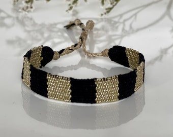 Woven minimalist bracelet with silk
