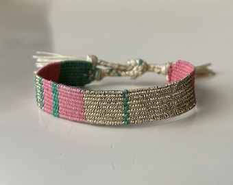 Woven boho bracelet with linen