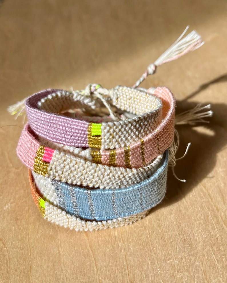 Woven minimalist bracelet with silk and linen image 8