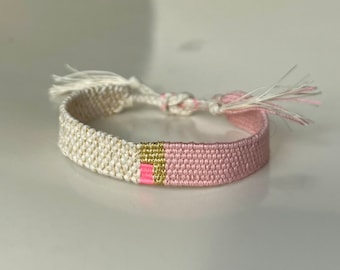 Woven minimalist bracelet with silk and linen