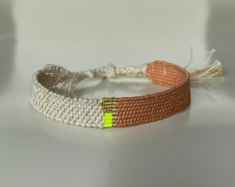 Woven minimalist bracelet with silk and linen