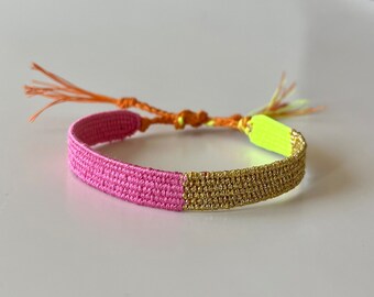 Woven minimalist bracelet with silk and linen