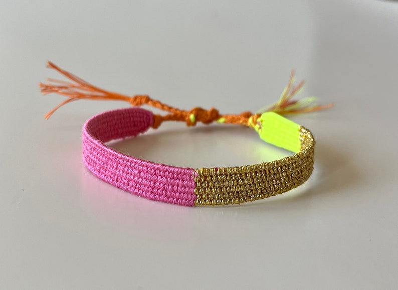 Woven minimalist bracelet with silk and linen image 1