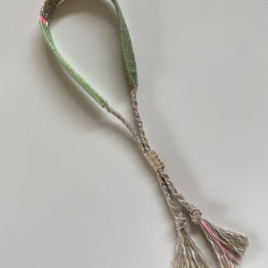 Woven minimalist bracelet with silk and linen image 6