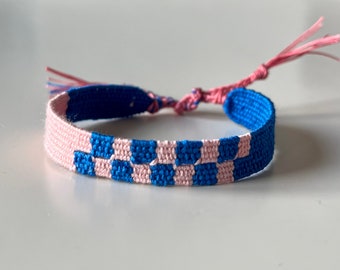 Woven minimalist bracelet with silk and linen