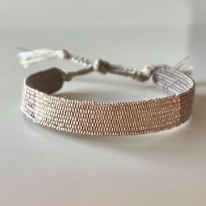 Woven minimalist bracelet with silk and linen