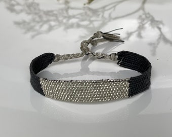 Woven minimalist bracelet with silk