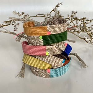 Woven minimalist bracelet with silk and linen image 5