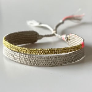 Woven minimalist bracelet with silk and linen