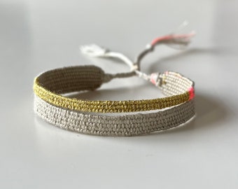 Woven minimalist bracelet with silk and linen