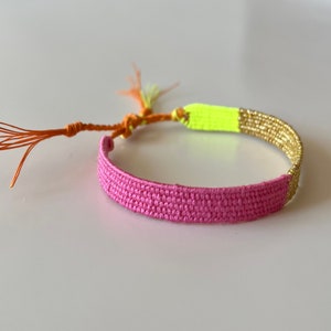 Woven minimalist bracelet with silk and linen image 4