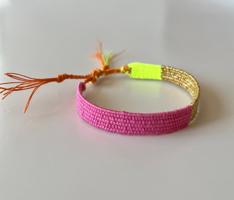 Woven minimalist bracelet with silk and linen image 4