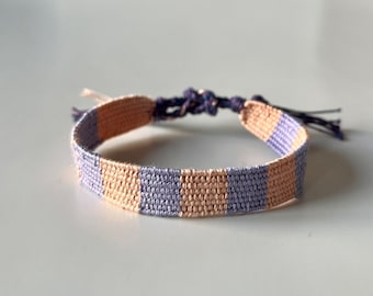 Woven minimalist bracelet with silk and linen