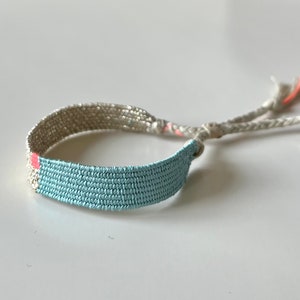 Woven minimalist bracelet with silk and linen image 3