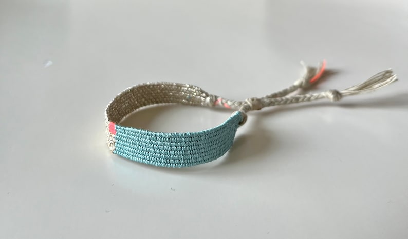 Woven minimalist bracelet with silk and linen image 3