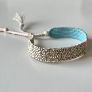 Woven minimalist bracelet with silk and linen image 4