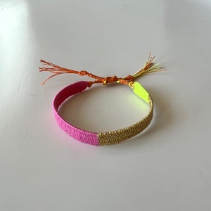 Woven minimalist bracelet with silk and linen image 2