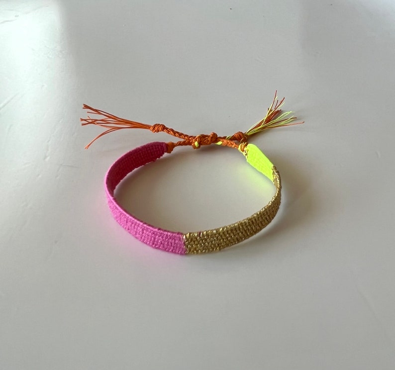 Woven minimalist bracelet with silk and linen image 2