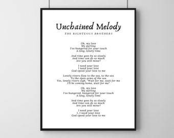 Unchained Melody The Righteous Brothers Quote Song Lyric Heart Print