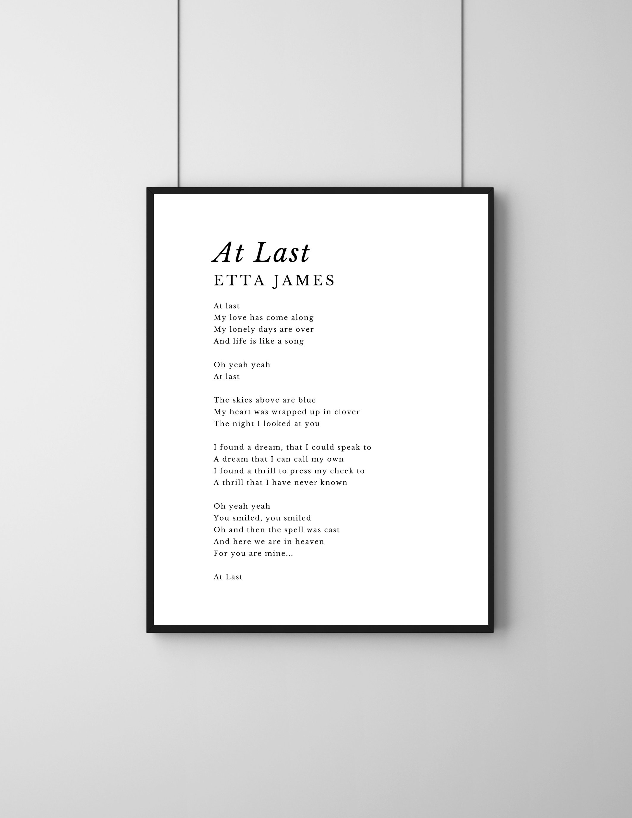 At Last Etta James Lyrics Art Canada