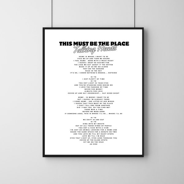 This Must Be The Place - Talking Heads Lyrics Art