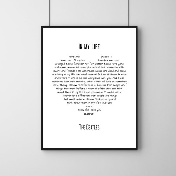 In My Life - The Beatles Lyrics Art