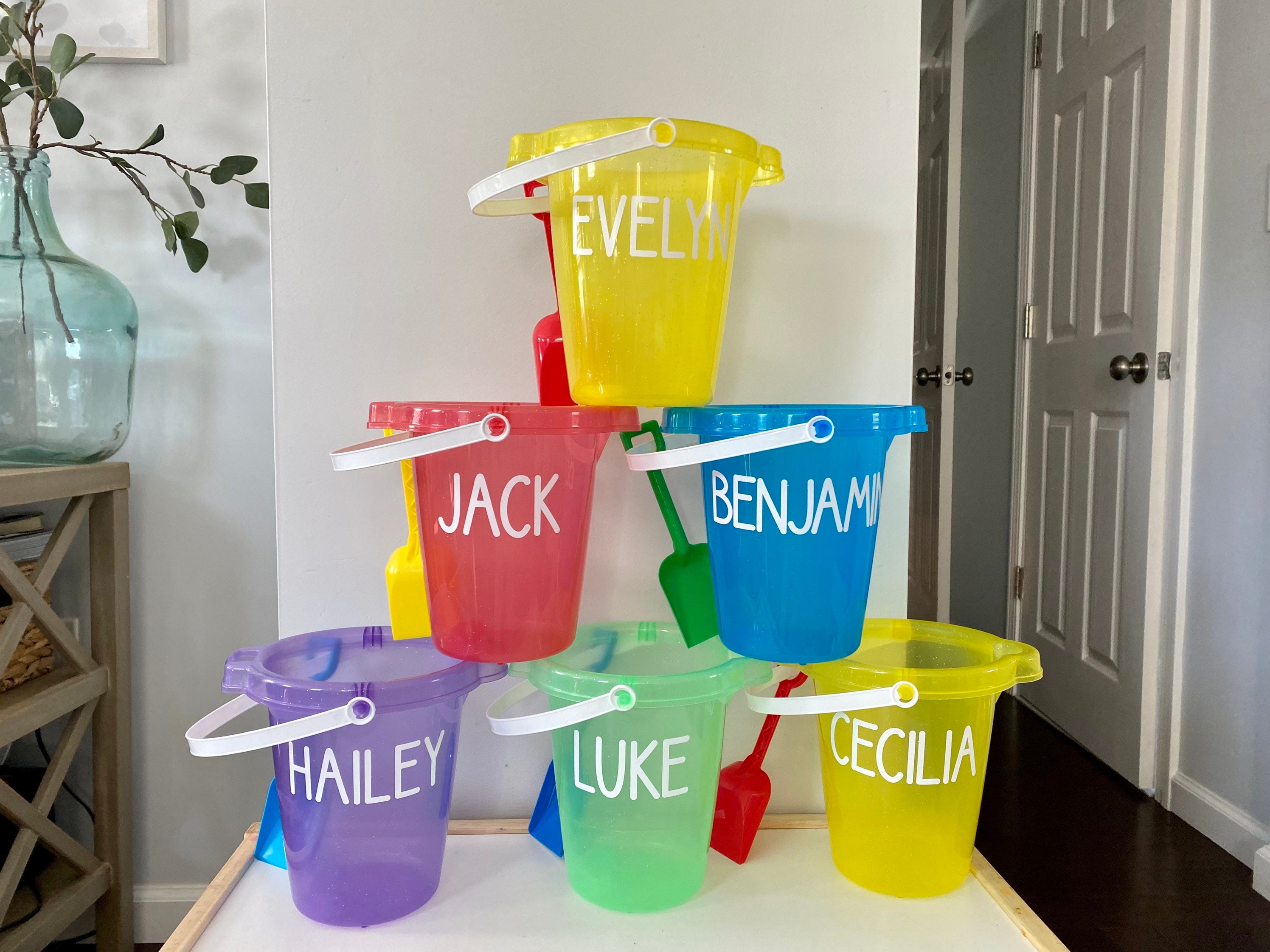 Kids Party Favor Buckets Glitter Sand Pail with Shovel Etsy