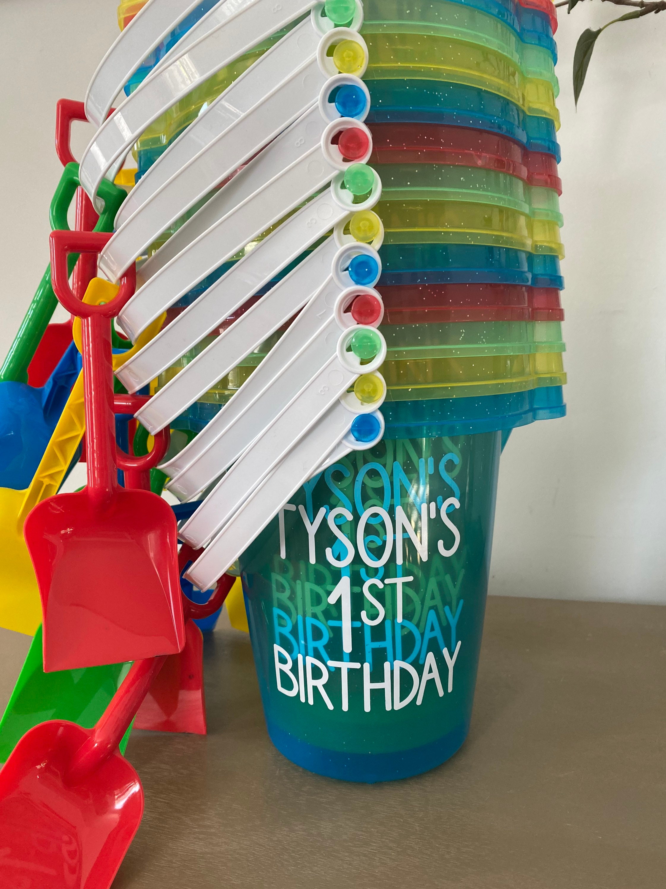 Kids Party Favor Buckets Glitter Sand Pail with Shovel Etsy