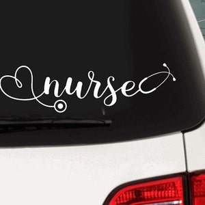 Nurse Car Decal, Nurse Heart, Nurse Stethoscope Hear car decal, Nurse car decal, Laptop decal, Windo decal, Wall decal.