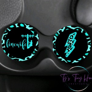 Linewife Leopard Car Coasters, Rubber Neoprene Linewife Car Coasters Set of 2, Linewife Pride Coasters