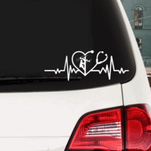 Calcomanía para auto con latido de enfermera liniera, calcomanía para camioneta de enfermera liniera, calcomanía de enfermera ama a su liniero, calcomanía de liniero ama a su enfermera, calcomanía para laptop