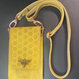 Monedero delgado para teléfono con diseño de panal y cierre de cobre