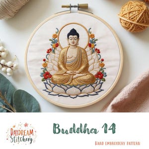 PDF Pattern hand embroidery design: Buddha 14 (Art Buddhist Zen Symbolic meditate spiritual mindful nirvana enlightenment Modern Download)